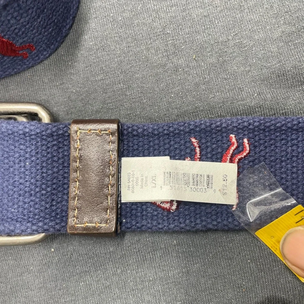 Gap Men VTG Belt Navy preppy Blue Cotton Canvas L/XL Preppy Red Dog D-Ring